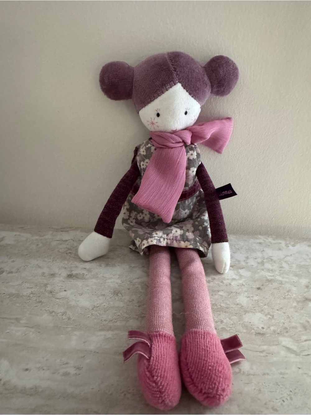 Moulin Roty Mademoiselle Eloise Plush Plum Pink Rag Doll French Cloth Toy - Picture 7 of 7